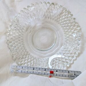 Attributed Federal Glass Diamondpoint Round Ruffled Bobbon Bowl, Sawtooth Edged